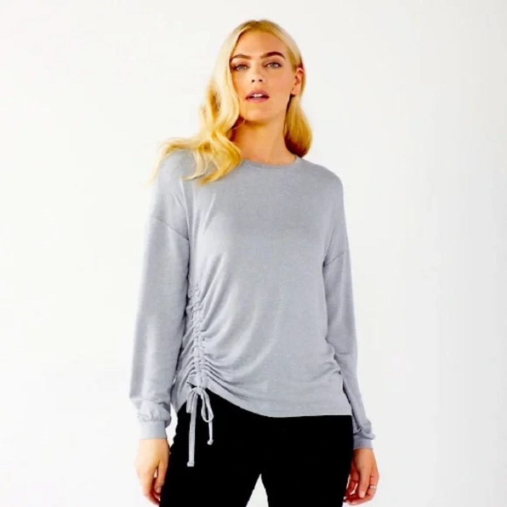 Nine West Women's Gray Ruched Top